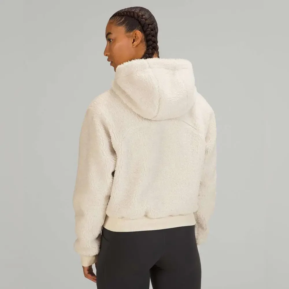Lululemon Textured Fleece 1/2 Zip Hoodie - White Opal - 8